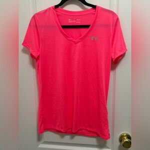 Under Armour Women's V-Neck Performance Tee - Neon Pink